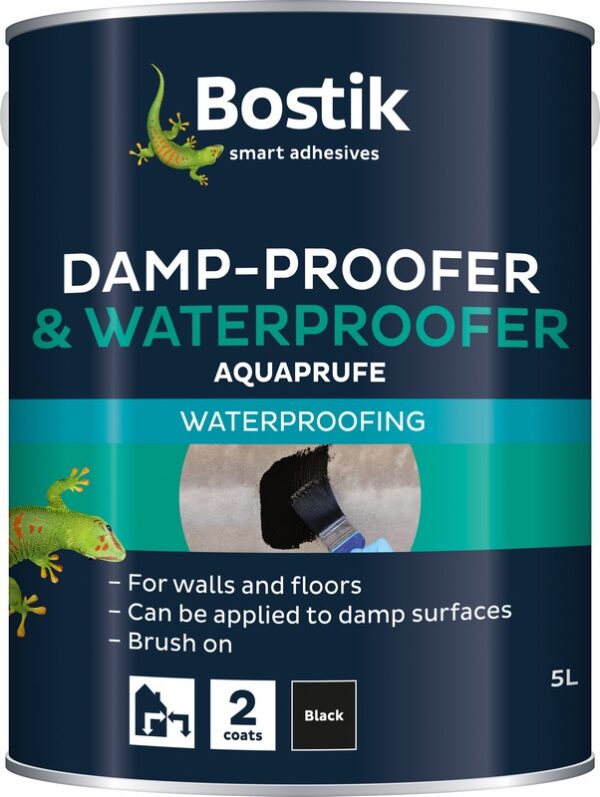 Bostik Aquaprufe Damp Proofer & Waterproofer (Dpm) Black 5 Litre