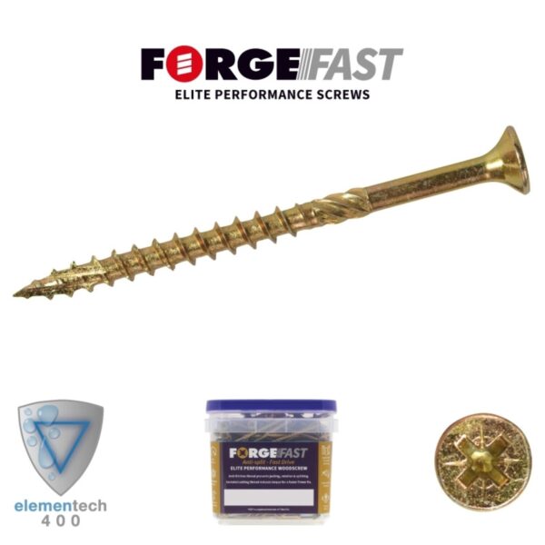 Spectre Advanced 5.0 X 50mm Tub:600 Woodscrew Yellow Zinc