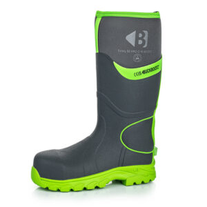 Bbz8000 Buckbootz S5 Grey/Green Hi-Viz Neoprene Safety Wellington, Size 08