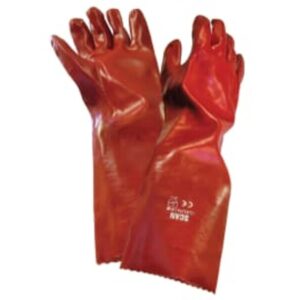 Gloves Scan Rubber Pvc Gauntlet Red 45Cm 18"